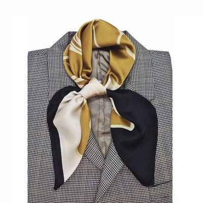  Silky Square Scarf Elegant Bandana FLORAL Brown Luxurious Stylish Accessory New