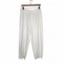 Zara Pleated Wide Leg Pants in Off-White Size L New With Tags