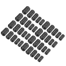 40Pcs 5Size Clip-on Ferrite Ring Core, Noise Filter Cable Clip EMI RFI Black