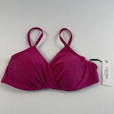 Calvin Klein Swimwear w/Removable Pad Women UPF50 Bikini Top Maroon Sz L NWT