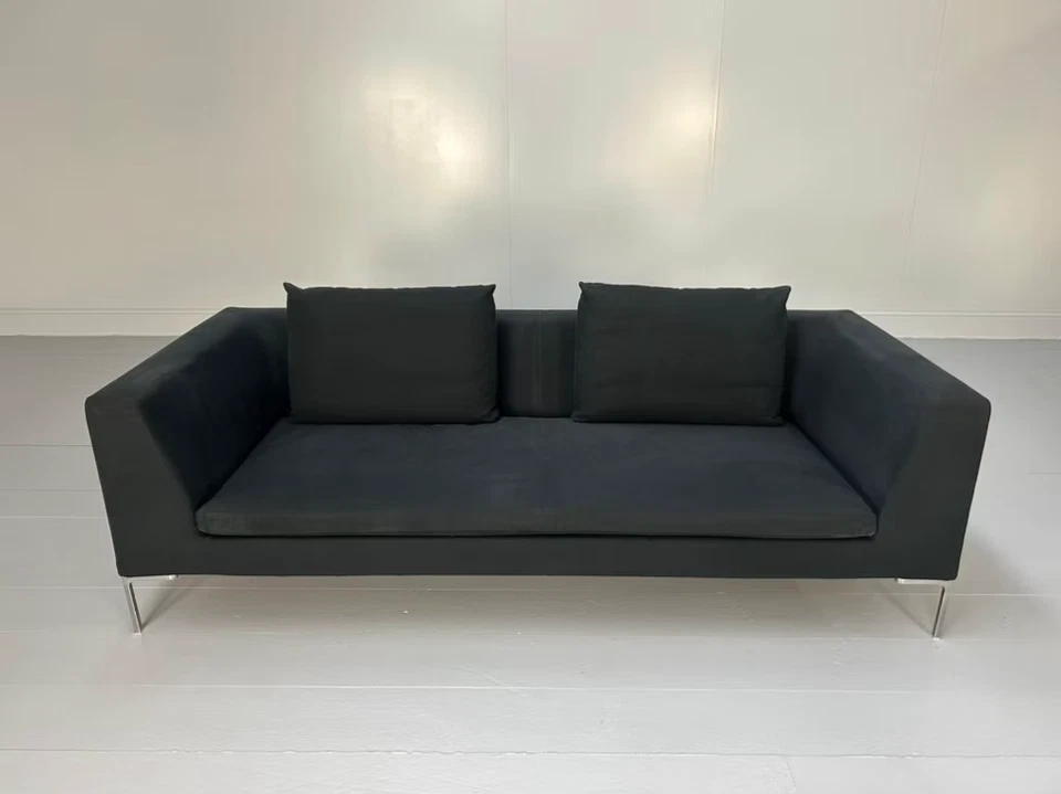 B&B Italia "Charles CH230" 3-Seat Sofa - In Black Linen - RRP £7000 - Image 3 of 4