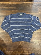 Vintage Le Tigre Sweater Mens L Blue 100% Acrylic Made in USA 1990s EUC