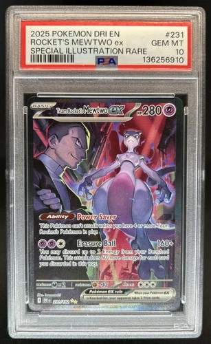 2025 Pokemon Destined Rivals Team Rocket's Mewtwo ex #231/182 PSA 10 GEM MINT