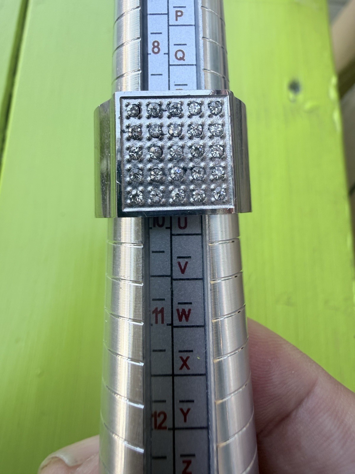 Chunky Square Rhinestone Statement Ring Silver To… - image 1