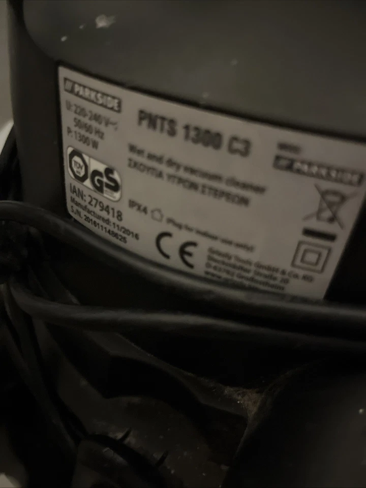 Parkside PNTS 1300 C3 Wet-Dry Vacuum Cleaner with 4 new Vacuum Bags - Image 2 of 2