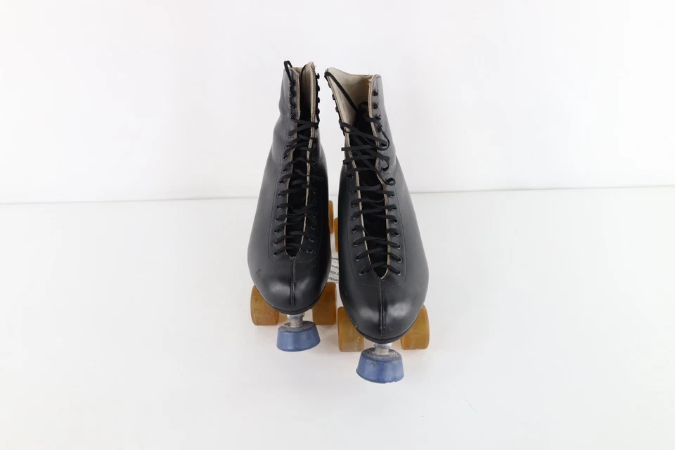 Patines cuádruples de cuero para hombre Riedell 220 RM de los años 70 en muy buena condición negros Metaflex EE. UU. Foto 2 de 4