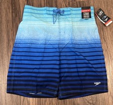 Speedo Men's Swim Trunk Knee Length Boardshorts Bondi Striped 20" Blue Size L