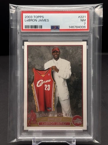 2003 TOPPS #221 LeBRON JAMES ROOKIE CARD RC CAVALIERS PSA 7