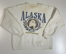Vintage Alaska Polar Bear Sweatshirt Sz M/L Heavyweight Tourist Outdoors 90s