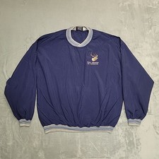 VTG Rocky Mountain Elk Foundation Jacket Men L Blue RMEF Windbreaker Made in USA