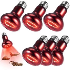 6 Pack 75 W Reptile Heat Bulbs Red Heat Lamp Bulb Infrared Lamp Red Basking L...