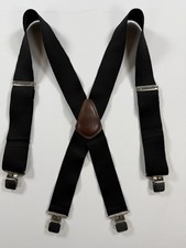 Carhartt Heavy Duty Clip Suspenders Black 2 Elastic Adjustable Leather X Back