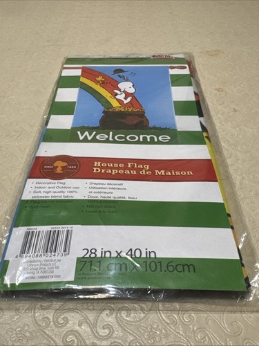 Peanuts Snoopy Charlie Brown Flag 28 x 40" POT OT GOLD ST PATRICK'S DAY NIP - Picture 3 of 5