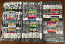 Handmade Quilted Table Runner/Topper 29.75x20 Modern Look Gray Bright Colors