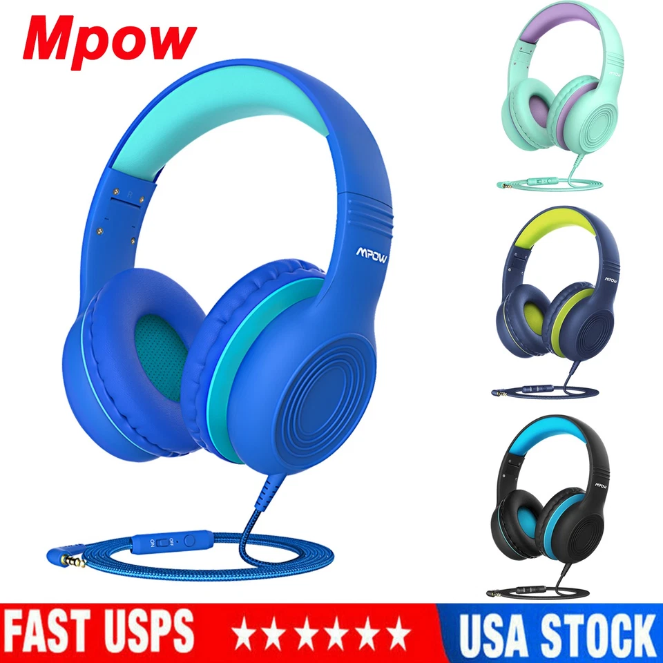 Mpow Volume Limited 85/94dB Kids Headphones Over-Ear/On-Ear Foldable Headset Mic Foto 2 de 4