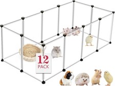 12 Panels Transparent Small Animals Playpen,48" x 24" x 16" Portable Pet