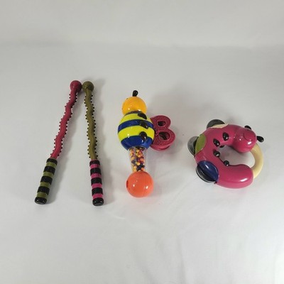 Battat B Toys Musical Instruments Tambourine Bee Rattle & Drum Sticks
