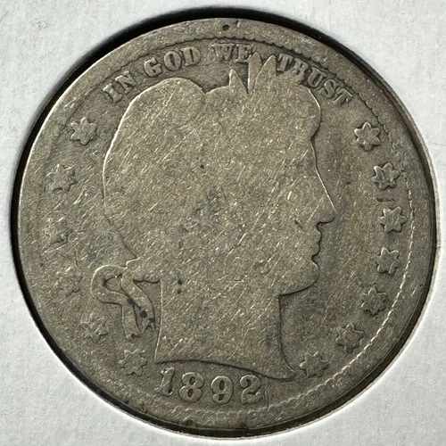 1892 25C Barber Quarter, Contains 0.1808oz of SILVER (87898)