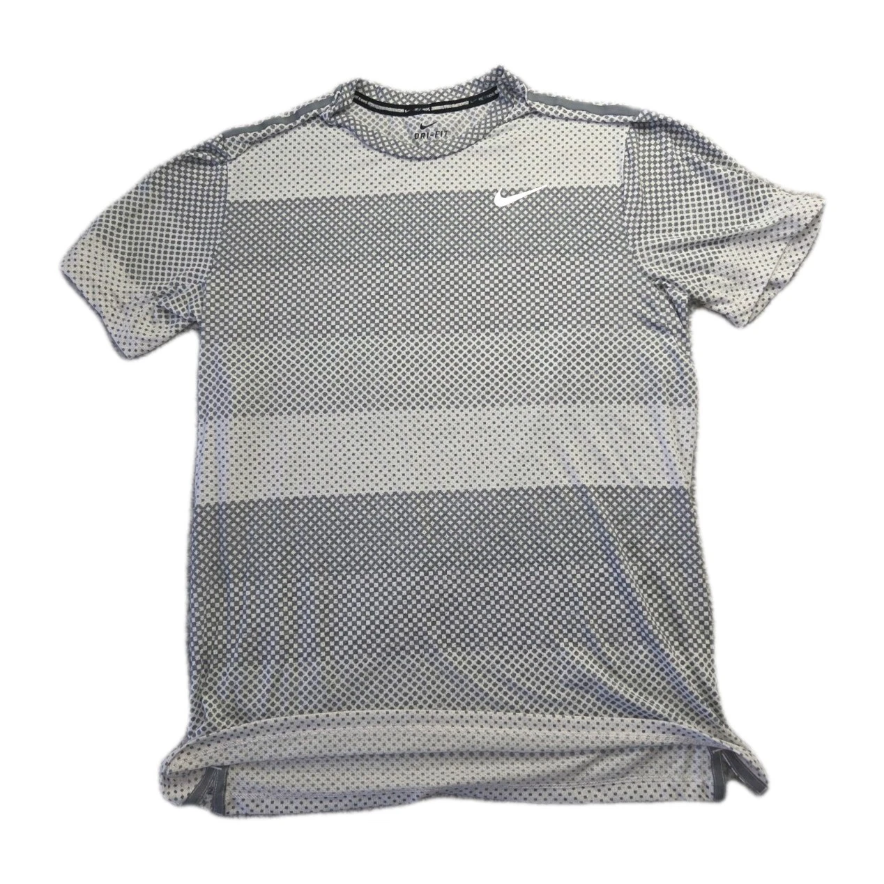 Nike Shirt Mens M Gray Dri Fit Swoosh Athletic Performance back pocket