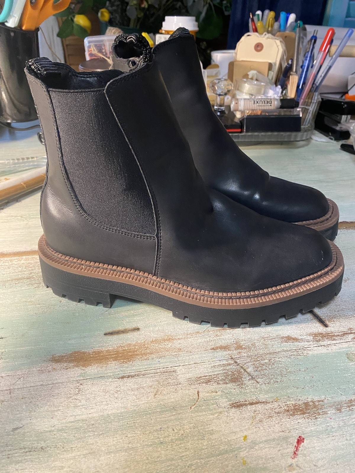 SAOLA Stivali impermeabili Sam Edelman bambini Laguna Chelsea suola a strappo neri taglia 3M
