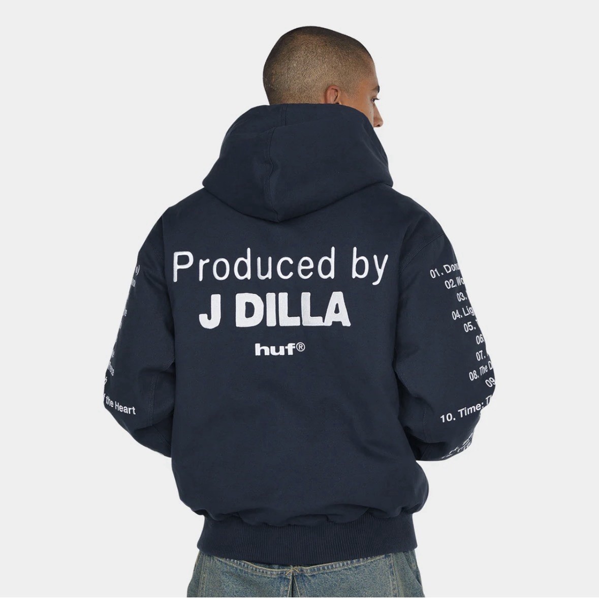 HUF X J DILLA WORK JACKET Sold Out Rare Skate Hip Hop Size Large Blue Stiching image 2