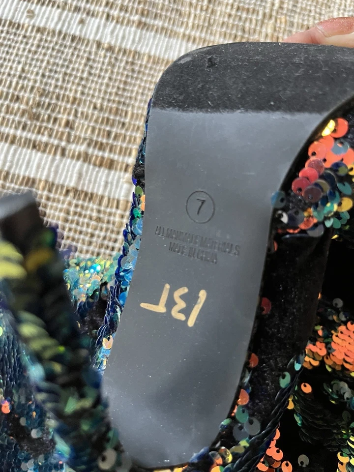 Botas de lentejuelas altas Liliana-Calf para mujer 7 estilete elástico maximalismo Mcbling Foto 4 de 4