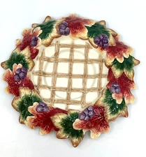 Fitz and Floyd Autumn Splendor Pillar Candle Holder Canape Plate 2000 -02 Retire