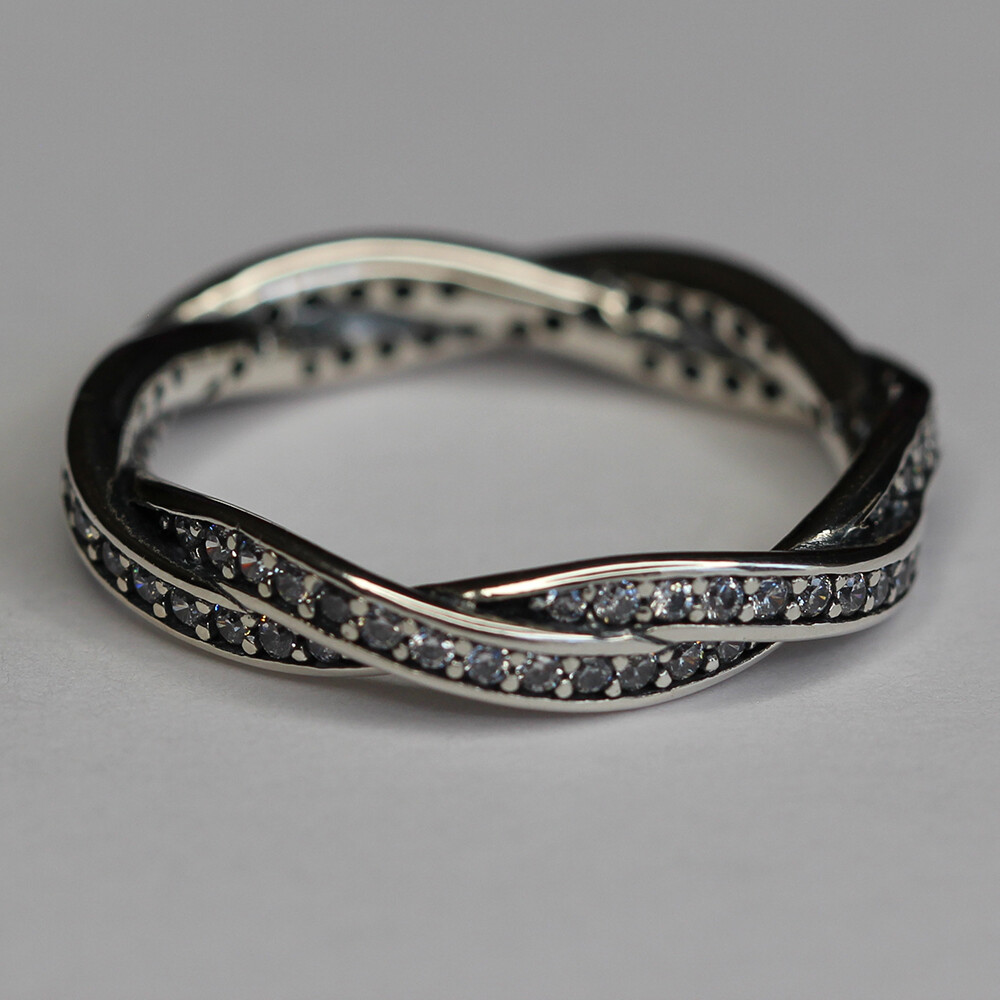 Authentic Pandora Sparkling Twisted Lines Ring #190892CZ-50 Size 5