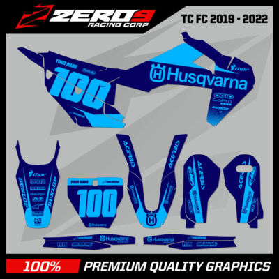 Custom MX Graphics Kit: HUSQVARNA Motocross Graphics TE FE TC FC TX FX BLU/BLU
