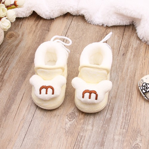 Boy Girl Baby Infant NewbornToddler Pram Shoes Lovely Anti-Slip Fluffy Bootie - Picture 12 of 15
