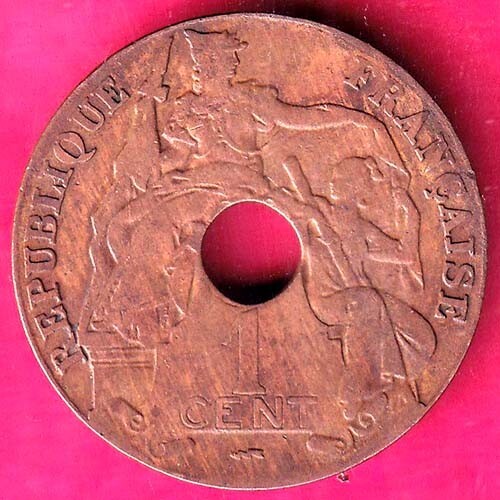 REPULIQUE FRANCAISE 1923 INDO CHINE FRANCAISE ONE CENT RARE COIN