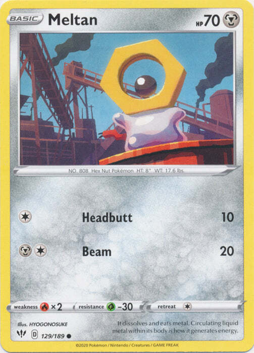 Meltan 129/189 Common Darkness Ablaze Pokemon TCG