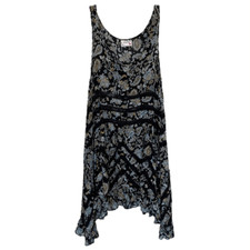 Free People Floral Print Lace Cutout Ruffle Sharkbite Hem Dress Size Extra Small