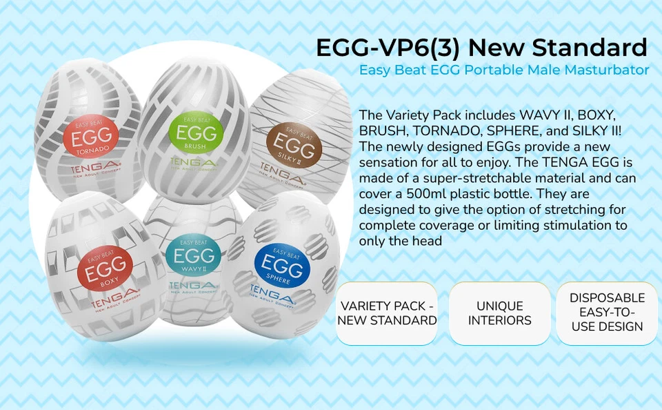TENGA EGG Variety Disposable Male Masturbator/Stroker 6pc Set NIB NWT - Image 2 of 4