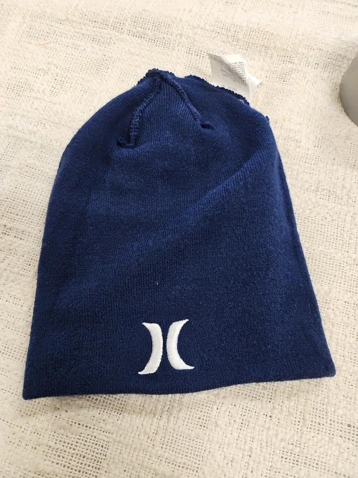 Gorro Hurley Niños Jóvenes Dientes de Tiburón Boca Tejido Azul Blanco Bordado Logo Foto 3 de 4