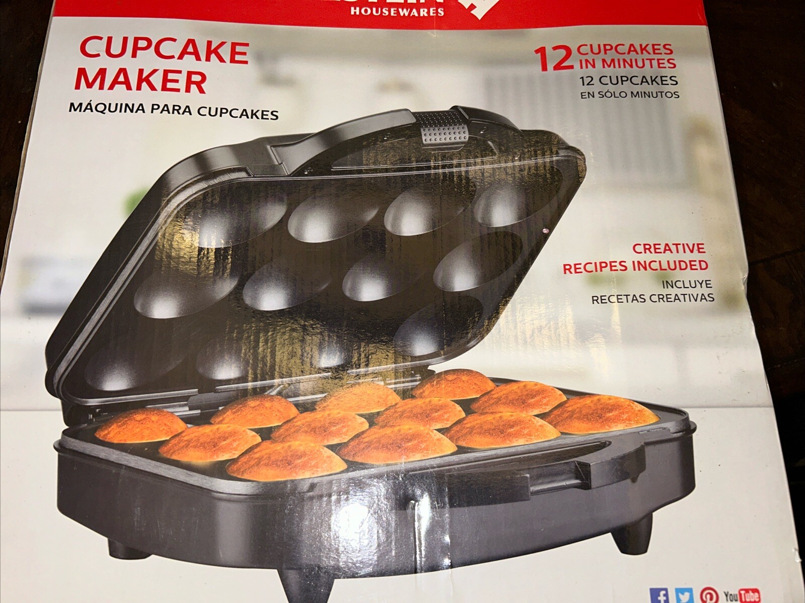Cupcake Maker Black 12-Piece Non-Stick Power On Light Indicator Safety Lock-image