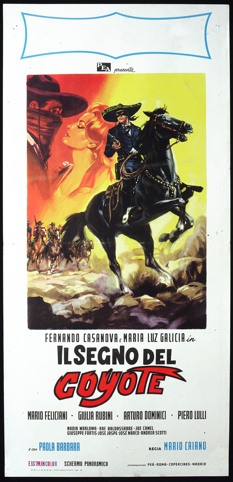 Locandina originale film Il segno del coyote (1963) - Regia di Mario Caiano