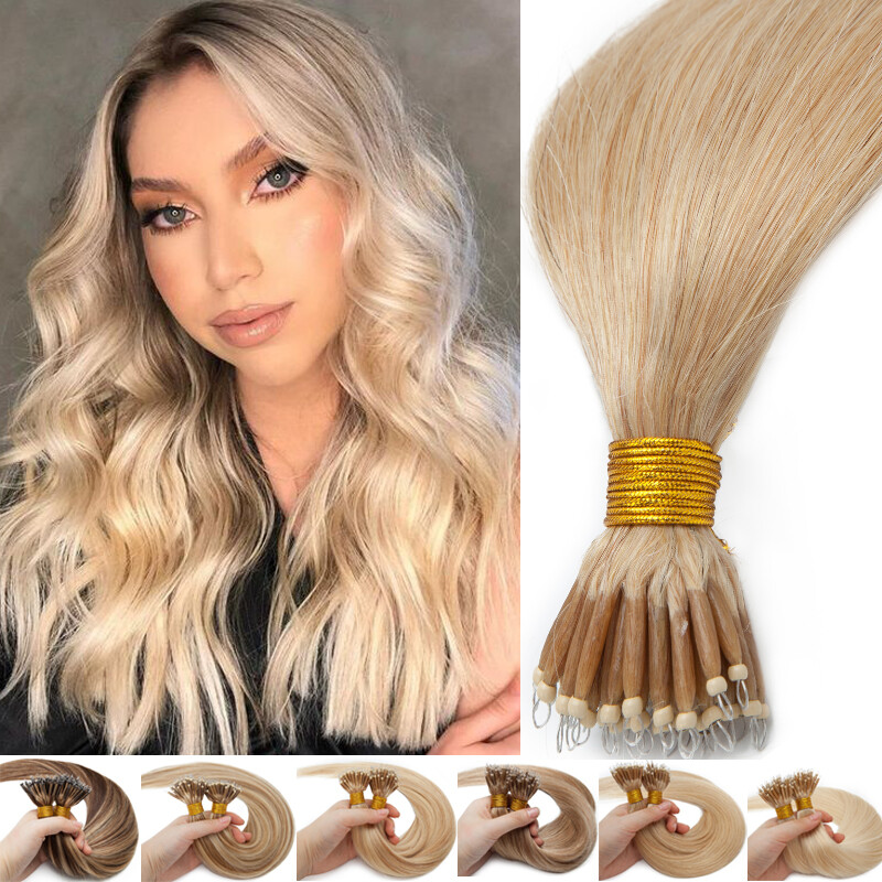 Nano Ring Beads Tip Real Remy Human Hair Extensions US STOCK 
