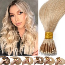 Nano Ring Beads Tip Real Remy Human Hair Extensions US STOCK 50G/pack 1g 14/24"