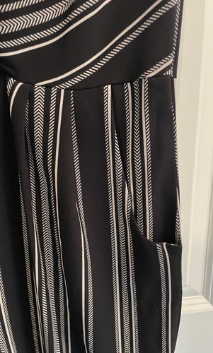 Emma & Michele Jumpsuit Black & White Stripe Wide Leg,Pockets Sz 8 Preowned - Picture 6 of 9
