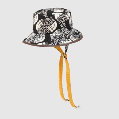 GUCCI North Face Logo Reversible Bucket Hat Cap Men Size S