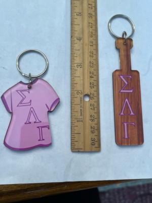 Set of 2 Sigma Lambda Gamma Acrylic Key Chains, Fobs, Mirror Back, NOS, RETRO