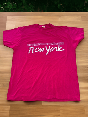Vintage New York New York Single Stitch Pink Shirt Sz M Screen