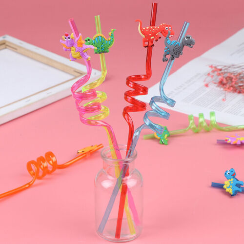 8pcs Dinosaur Theme Plastic Straws for Children Party Bar Drinking StrawsBKU JX - Picture 1 of 12