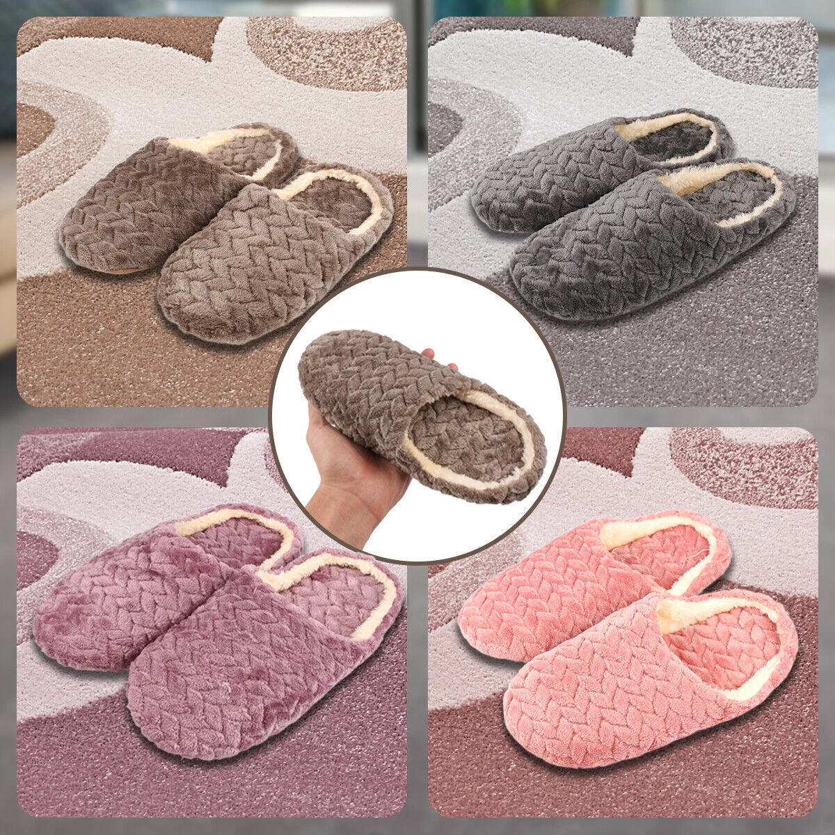 Warm Cozy Plush Fuzzy Cushion Slippers Slip-on | Christmas slippers,  Holiday slippers, Slippers cozy