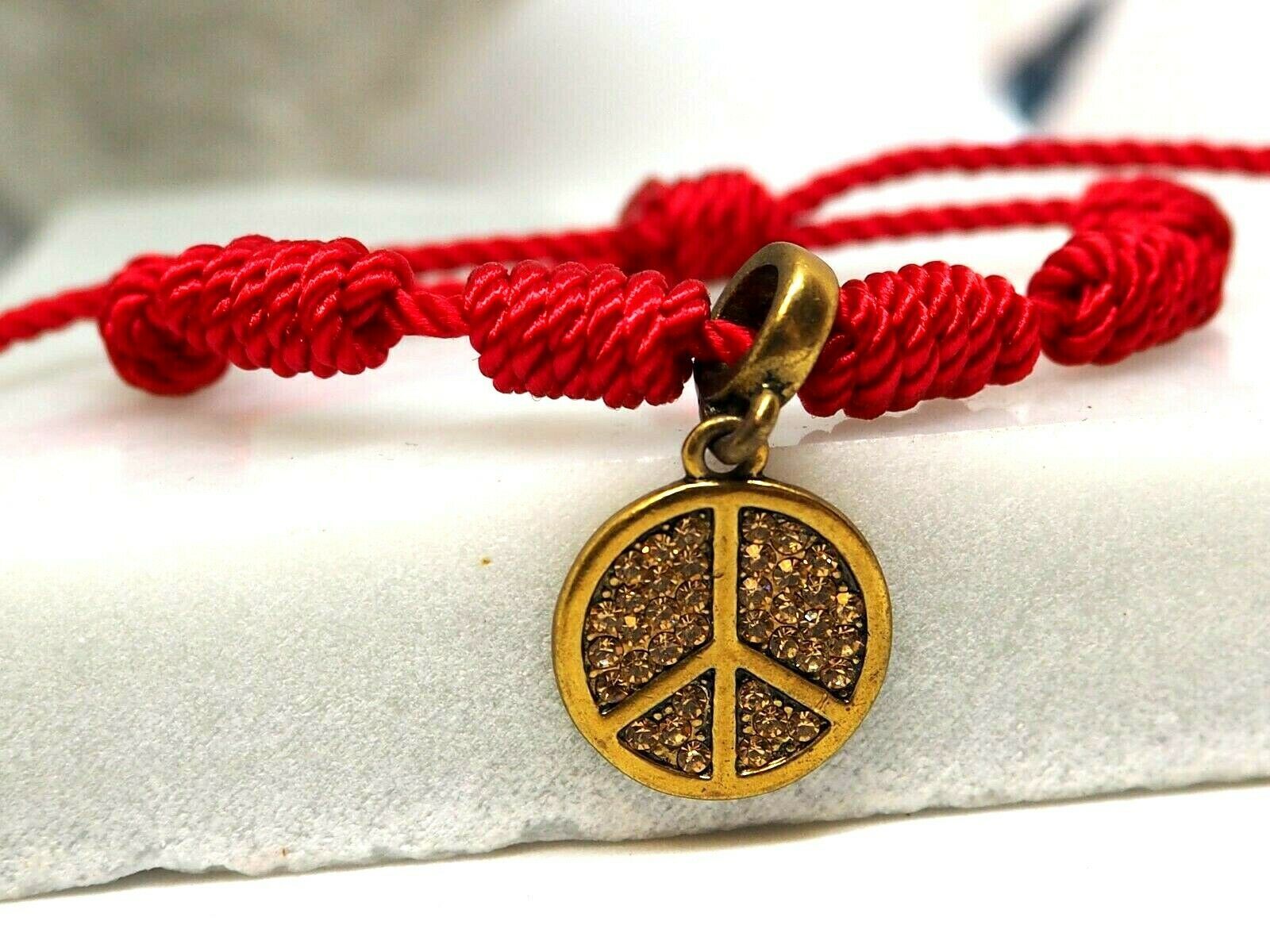 Bracelet "PEACE" en Zamak doré foncé en fil ROUGE 7 noeuds | eBay