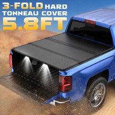 5.75.8ft 3-fold Hard Tonneau Cover For 2009-2026 Ram 1500 Truck Bed W Lamp