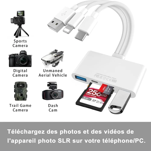 Do iPhone / iPad 5 w 1 czytnik kart pamięci USB 3.0 OTG Adapter Czytnik kart SD - Zdjęcie 3 z 15