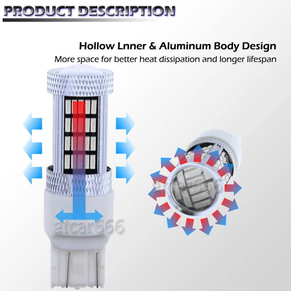 2X7443 7440 Bright Red 92SMD High Power Projector LED Brake Tail Lights Bulbs - Image 4 of 4