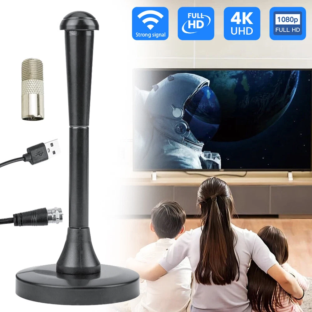 Interna Antenna TV Portatile Amplificata - Ricezione A 360&deg; Dei Segnali Digitali Terrestri Fino A 500 Km, Supporta 4K/1080P HDTV DVB-T2, Con Cavo In Rame Da 5 M (Nero